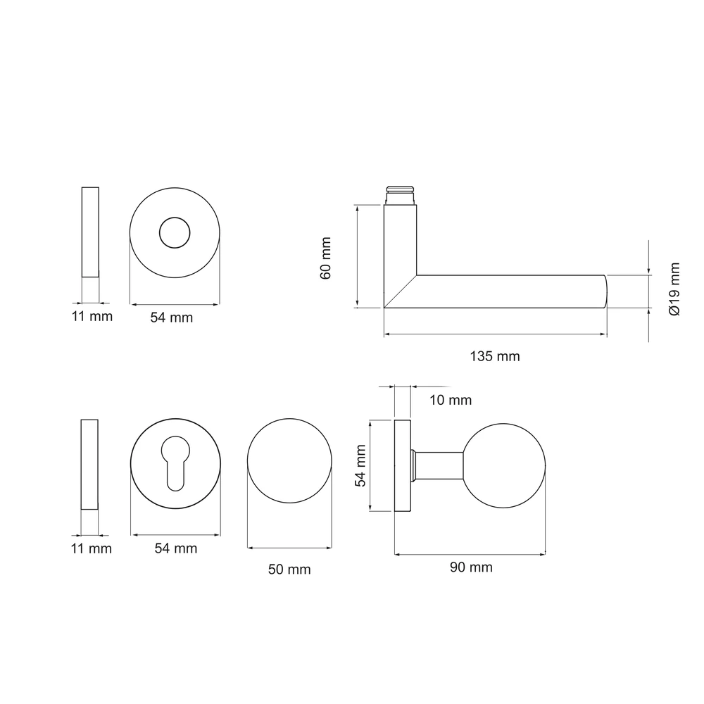 Technische Zeichnung [E400B WGR 71] Karcher Türgriff-Garnitur E400 (Edelstahl) (WGR, Wechselgarnitur)
