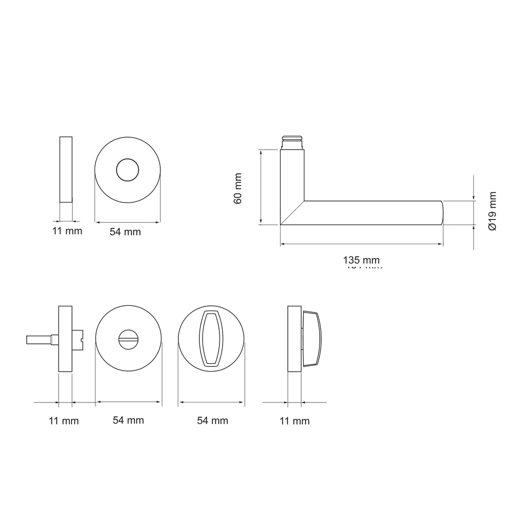 Technische Zeichnung [E400D BAD 71] Karcher Türgriff-Garnitur E400D (Edelstahl)