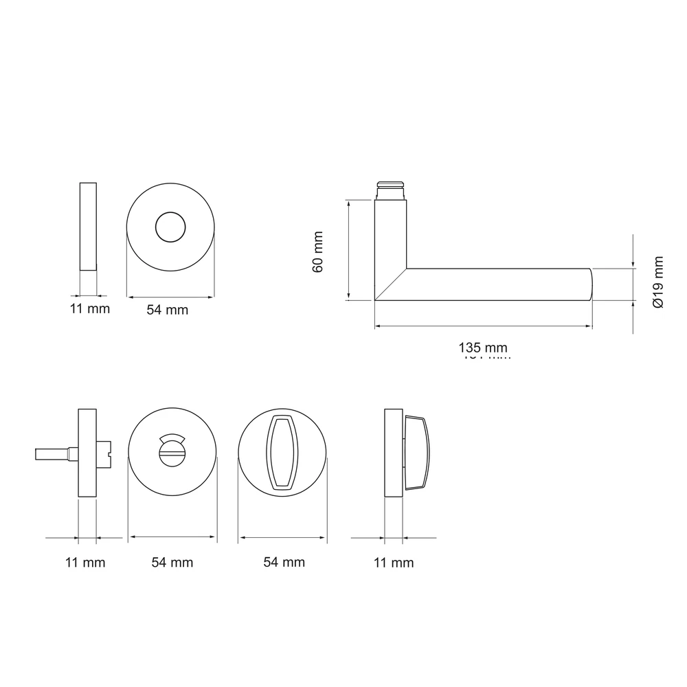 Technische Zeichnung [E400E BAD 71] Karcher Türgriff-Garnitur E400E (Edelstahl)