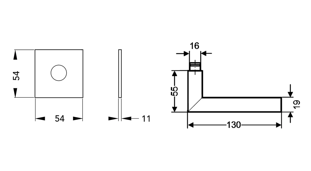 Technische Zeichnung [E800Q 0S 71] Karcher Türgriff-Garnitur E800 (Edelstahl) (0S, ohne Schlüsselrosette)