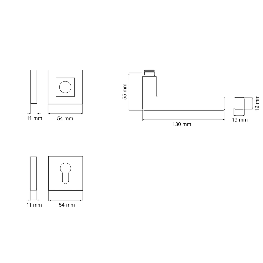 Technische Zeichnung [E800Q PZ0 71] Karcher Türgriff-Garnitur E800 (Edelstahl) (PZ0, Profilzylinder)