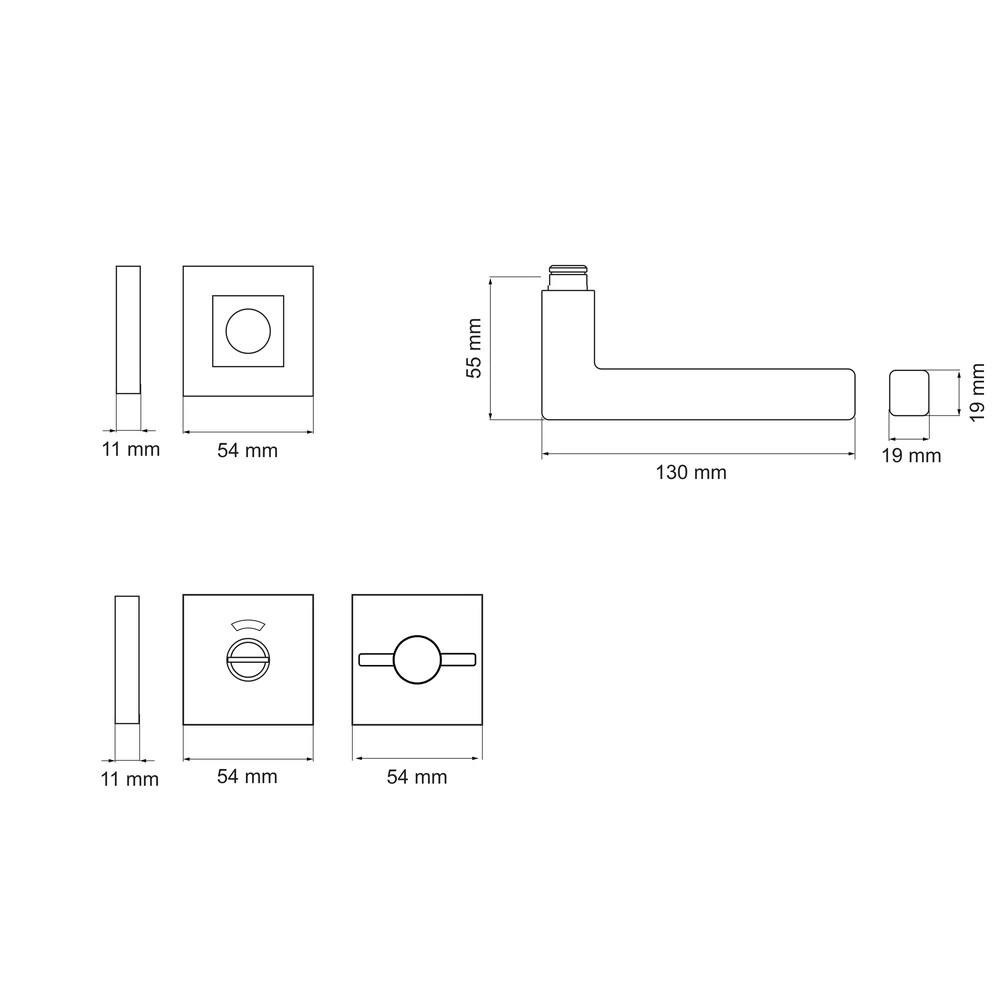 Technische Zeichnung [E800Q BAD 71] Karcher Türgriff-Garnitur E800 (Edelstahl) (BAD, Bad rot / weiß mit Knebelstange (EZ170Q BAD 71))