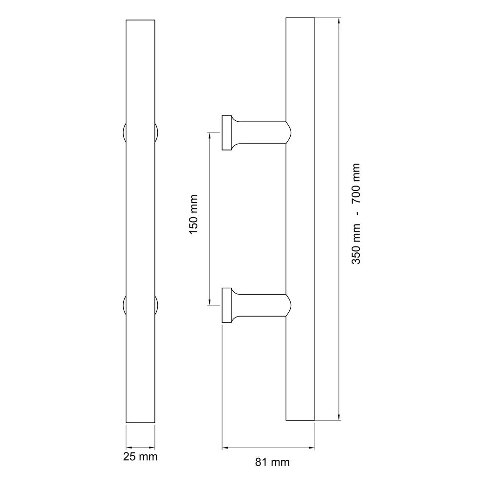 Technische Zeichnung [ES4PS 700 71] Karcher Stoßgriff ES4PS (Edelstahl) (700 mm)