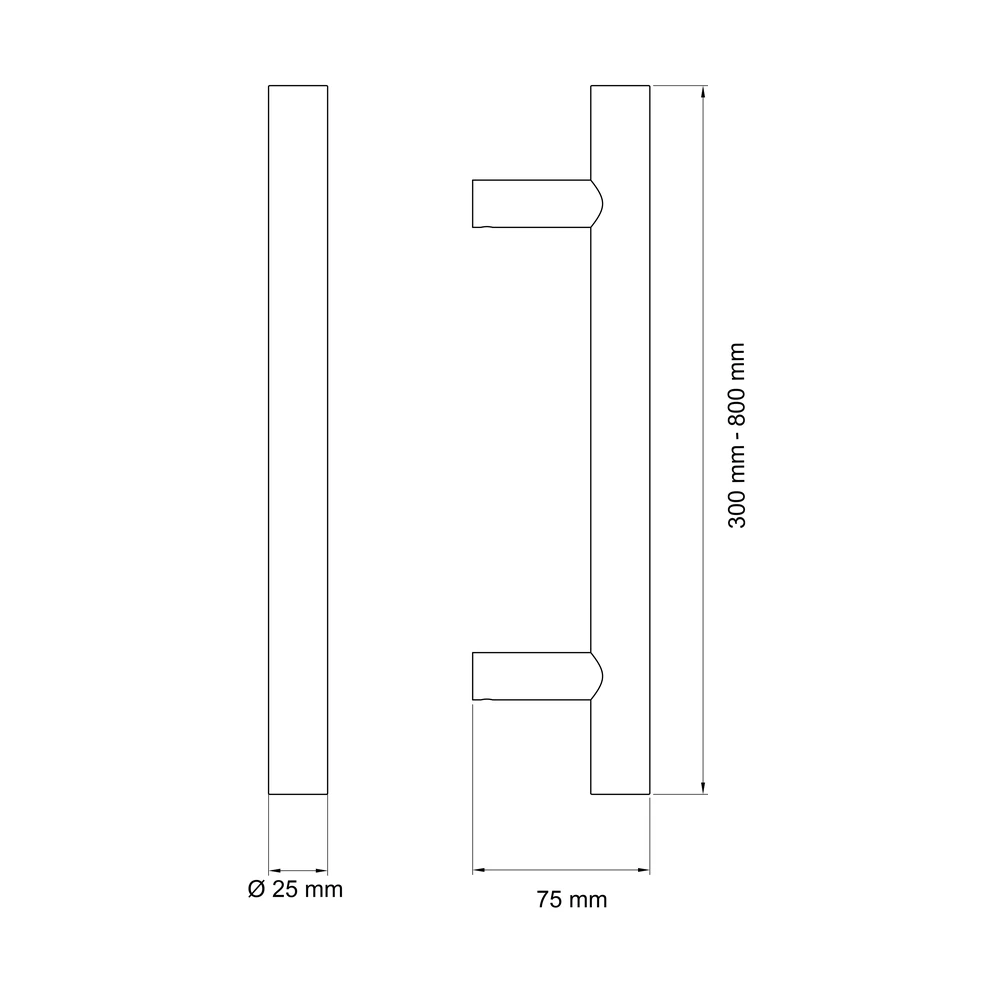 Technische Zeichnung [ES8 300 71] Karcher Stoßgriff ES8 (Edelstahl) - Ausführung: 300 mm (300 mm)