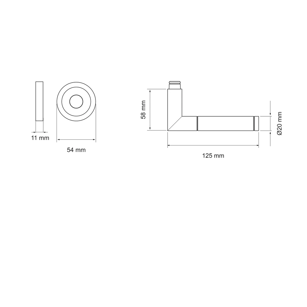 Technische Zeichnung [E700A 0S 73] Karcher Türgriff-Garnitur E700 (Edelstahl) - Verriegelung: Ohne Schlüsselrosette (Ohne Schlüsselrosette)