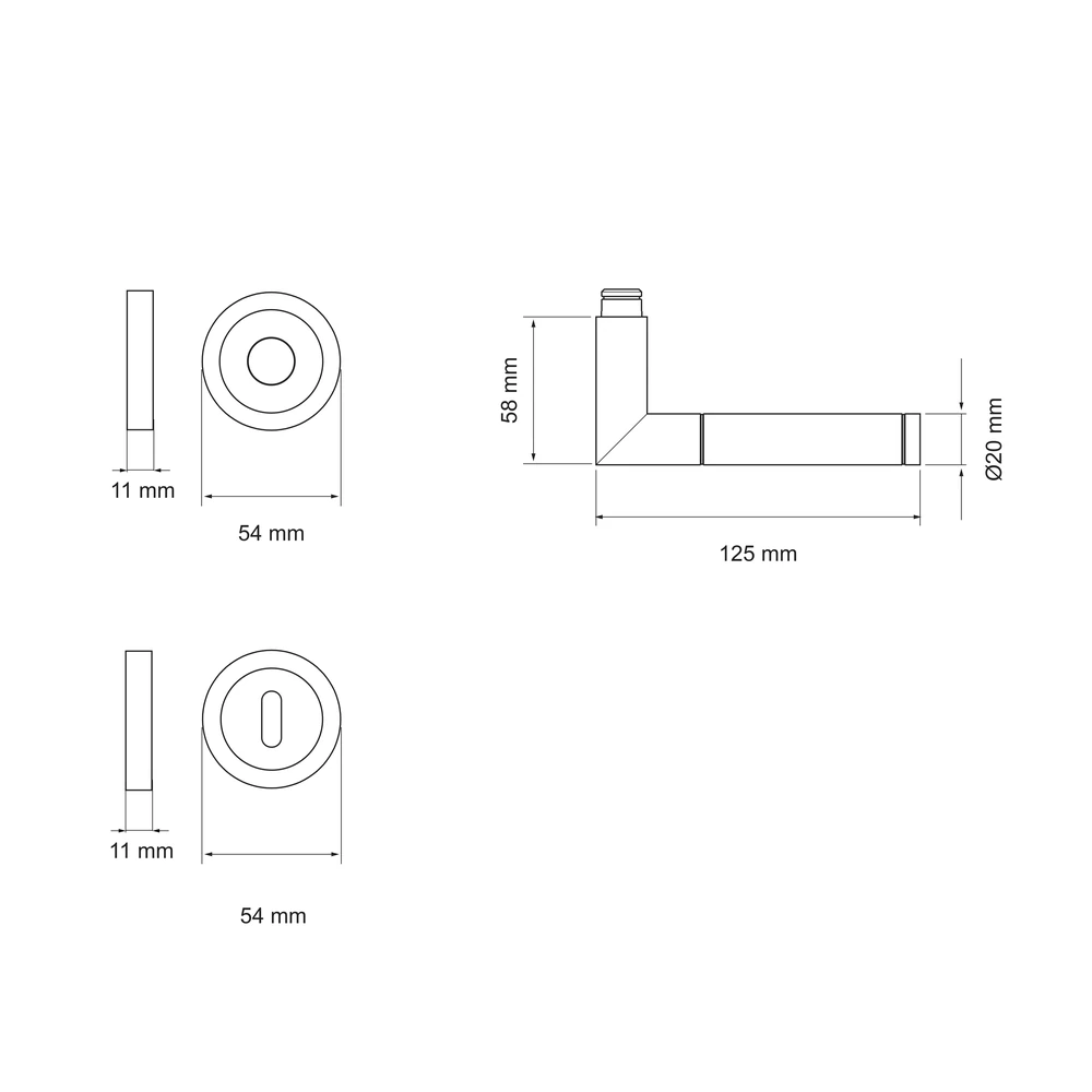 Technische Zeichnung [E700A BB0 73] Karcher Türgriff-Garnitur E700 (Edelstahl) (Buntbart)
