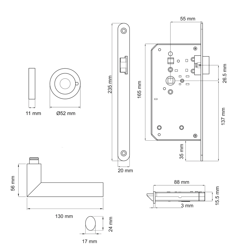 Technische Zeichnung [S9 37 VR IN 71] Karcher Schloss Verona (Edelstahl) (Edelstahl matt, DIN rechts)