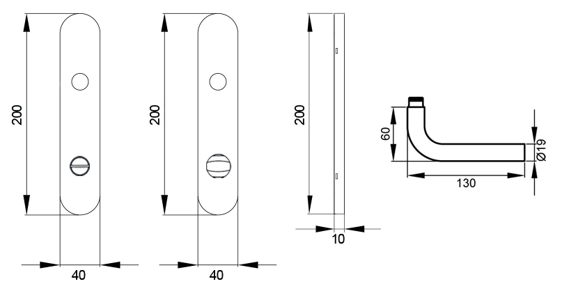 Technische Zeichnung [EL25A BAD78 71] Karcher Türgriff-Garnitur Malta EL25A (Edelstahl) (Bad)