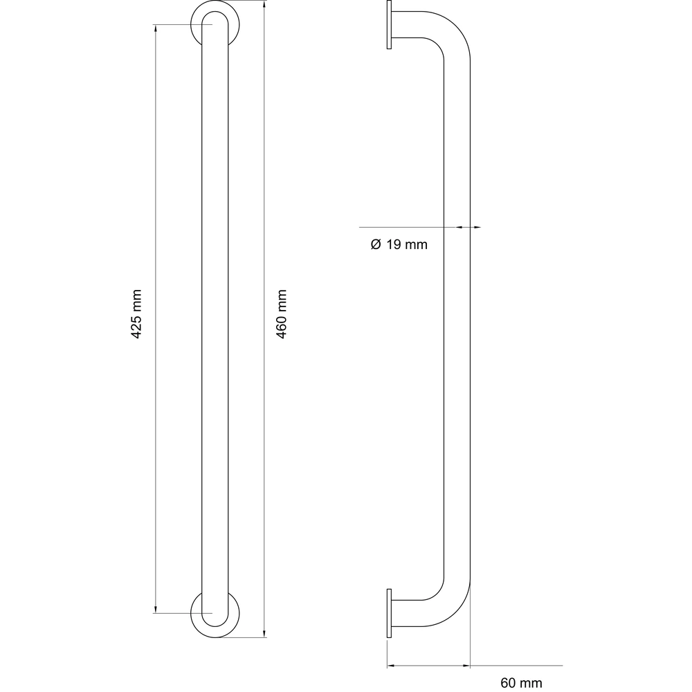 Technische Zeichnung [ES27 425 71] Karcher Stoßgriff Kreta (Edelstahl)