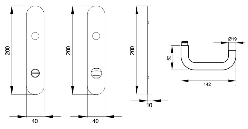 Technische Zeichnung [EL27A BAD78 71] Karcher Türgriff-Garnitur Kreta EL27A (Edelstahl) (BAD78, Bad)