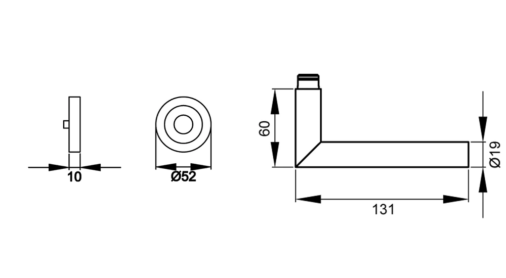 Technische Zeichnung [ER28S 0S 71] Karcher Türgriff-Garnitur Rhodos ER28S (Edelstahl) - Verriegelung: Ohne Schlüsselrosette (Ohne Schlüsselrosette)