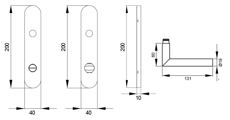 Technische Zeichnung [EL28A BAD78 71] Karcher Türgriff-Garnitur Rhodos EL28A (Edelstahl) (BAD78, Bad)