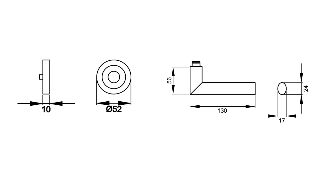 Technische Zeichnung [ER/EN 37 0S 71] Karcher Türgriff-Garnitur Verona ER/EN (Edelstahl)