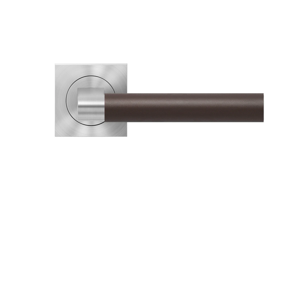 [ER45QLD 0S 71] Karcher Türgriff-Garnitur Madeira - Leder dunkelbraun ER45QLD (Edelstahl) - Verriegelung: Ohne Schlüsselrosette (Ohne Schlüsselrosette)