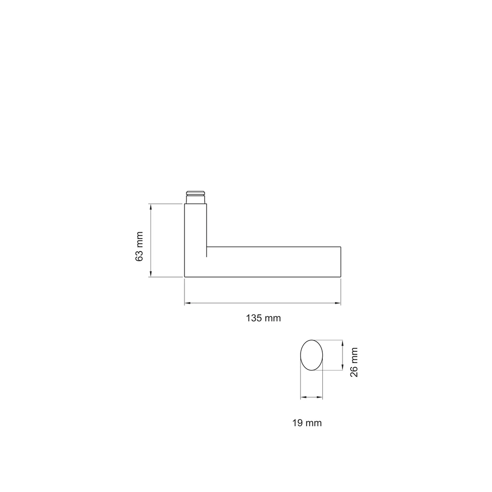 Technische Zeichnung [EDS45 71] Karcher Türdrücker Madeira EDS45 (Ersatz, Edelstahl) - Oberfläche: Edelstahl matt (Edelstahl matt)