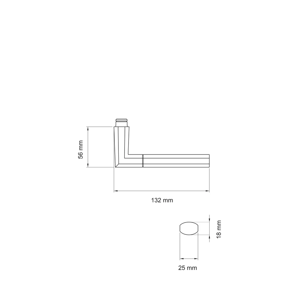 Technische Zeichnung [EDS48 73] Karcher Türdrücker Oregon EDS48 (Ersatz, Edelstahl) (Edelstahl poliert / matt)