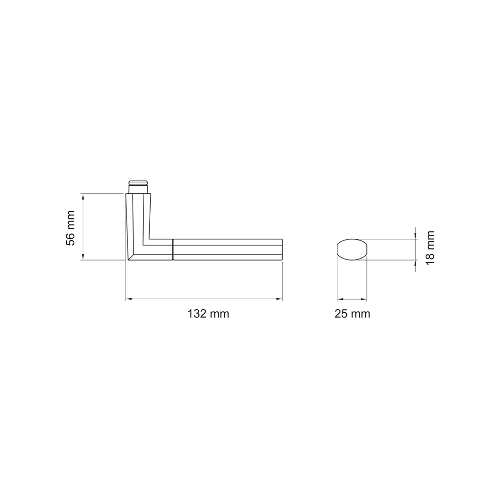 Technische Zeichnung [EDF48 71] Karcher Türdrücker Oregon EDF48 (Ersatz, Edelstahl) (Edelstahl matt)