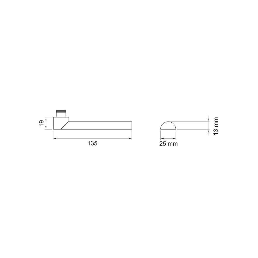 Technische Zeichnung [ED51K 71] Karcher Türdrücker London ED51K (Ersatz, Edelstahl)