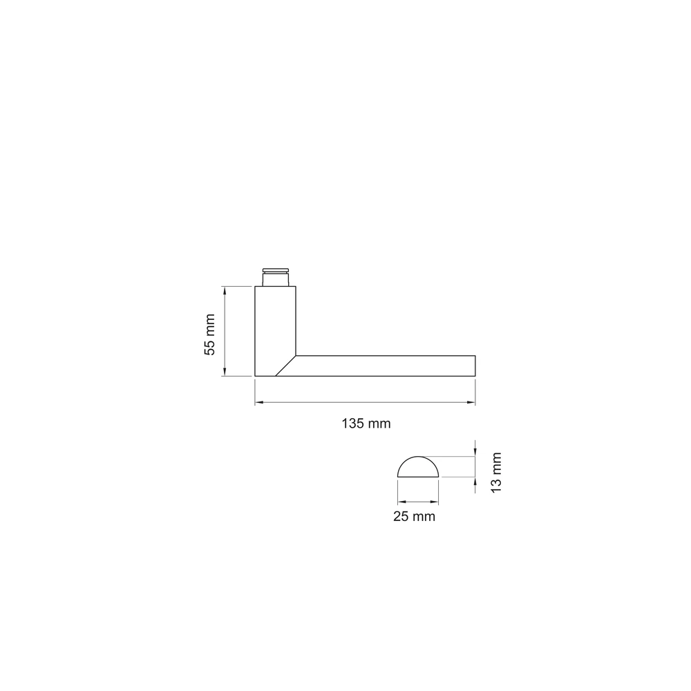Technische Zeichnung [EDS51 71] Karcher Türdrücker London EDS51 (Ersatz, Edelstahl) - Oberfläche: Edelstahl matt (Edelstahl matt)