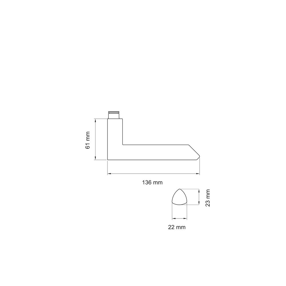 Technische Zeichnung [ED55 71] Karcher Türdrücker Paris (Ersatz, Edelstahl) (Edelstahl matt)
