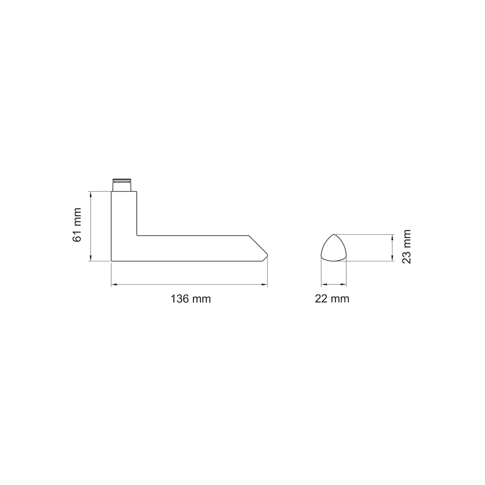 Technische Zeichnung [EDF55 71] Karcher Türdrücker Paris EDF55 (Ersatz, Edelstahl) (Edelstahl matt)