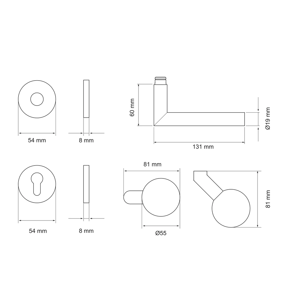Technische Zeichnung [E/FS 300 WGL 71] Karcher Türgriff-Garnitur E300 (Edelstahl) (WGL, Wechselgarnitur)