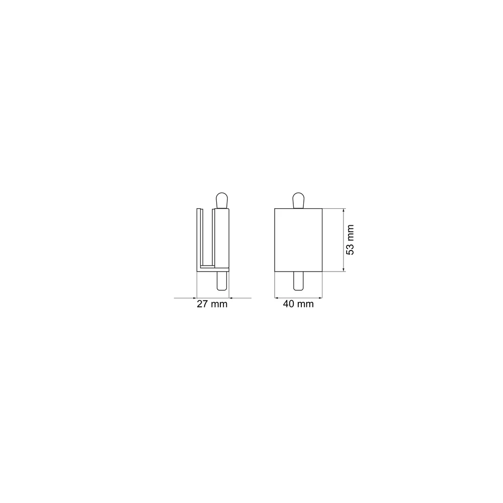 Technische Zeichnung [EGF 100 71] Karcher Feststellriegel für doppelflüglige Glastür, Bodenmontage EGF (Edelstahl) - Oberfläche: Edelstahl matt (Edelstahl matt)