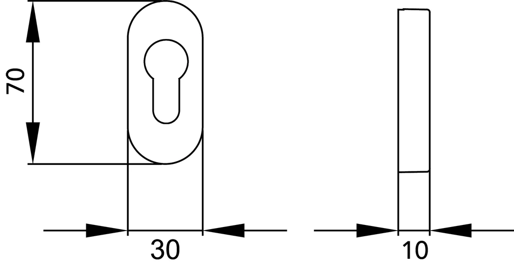 Technische Zeichnung [ESO210 PZ 71] Karcher Schutzrosette für Rahmentüren ESO210 (Zylinderschutz, Edelstahl)