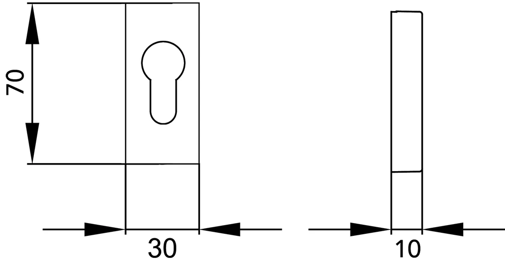 Technische Zeichnung [ESO220Q PZ 71] Karcher Schutzrosette für Rahmentüren ESO220Q (Zylinderschutz, Edelstahl)