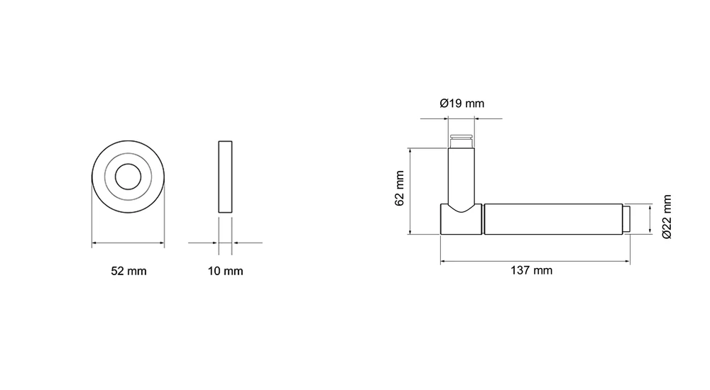 Technische Zeichnung [ER90A3 0S 83] Karcher Türgriff-Garnitur Studio Serie ER90A3 (Edelstahl) (Ohne Schlüsselrosette)