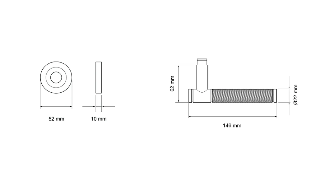Technische Zeichnung [ER90D1 0S 83] Karcher Türgriff-Garnitur Studio Serie ER90D1 (Edelstahl) - Verriegelung: Ohne Schlüsselrosette (Ohne Schlüsselrosette)