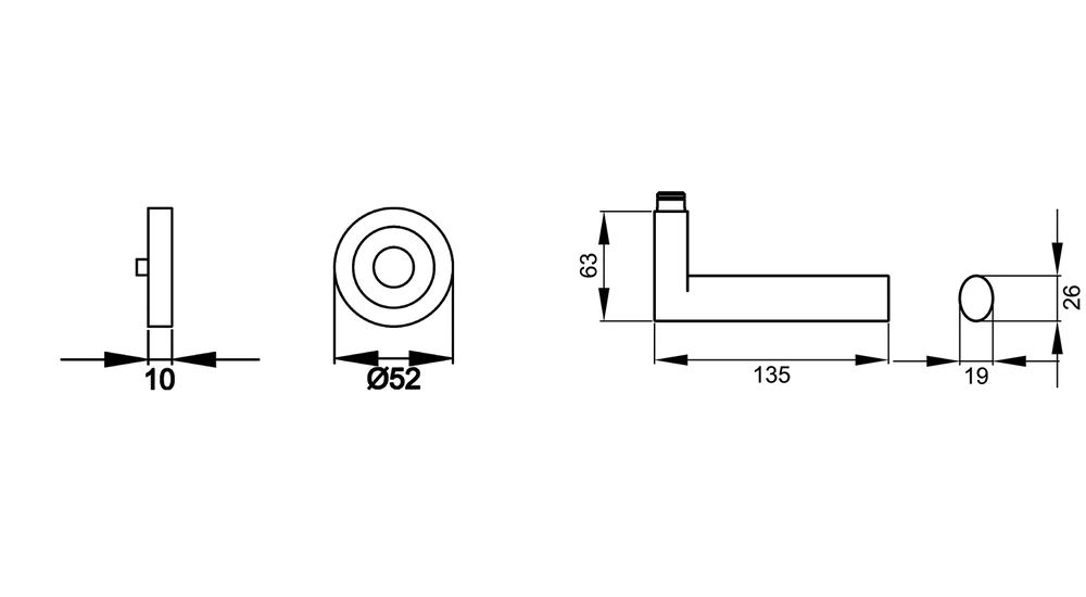 Technische Zeichnung [ER45LH 0S 71] Karcher Türgriff-Garnitur Madeira - Leder hellbraun ER45LH (Edelstahl) (0S)