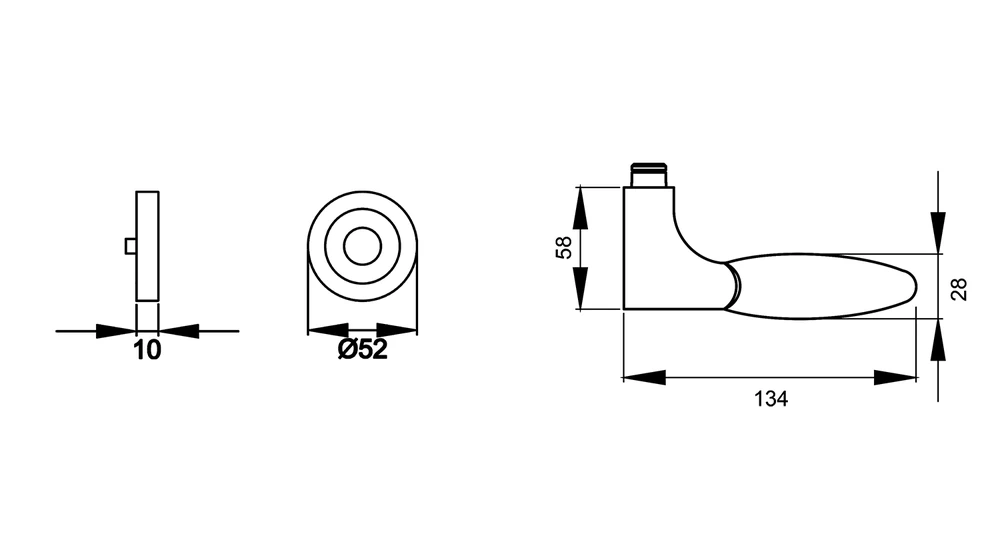 Technische Zeichnung [R42W 0S 56] Karcher Türgriff-Garnitur Orlando SWAROWSKI R42W (Edelstahl) (0S)
