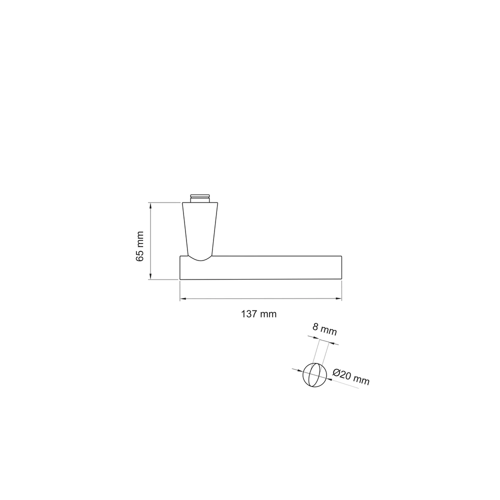 Technische Zeichnung [ED59R 83] Karcher Türdrücker Brooklyn ED59 (Ersatz, Edelstahl) (Kosmos Schwarz, Rechts)