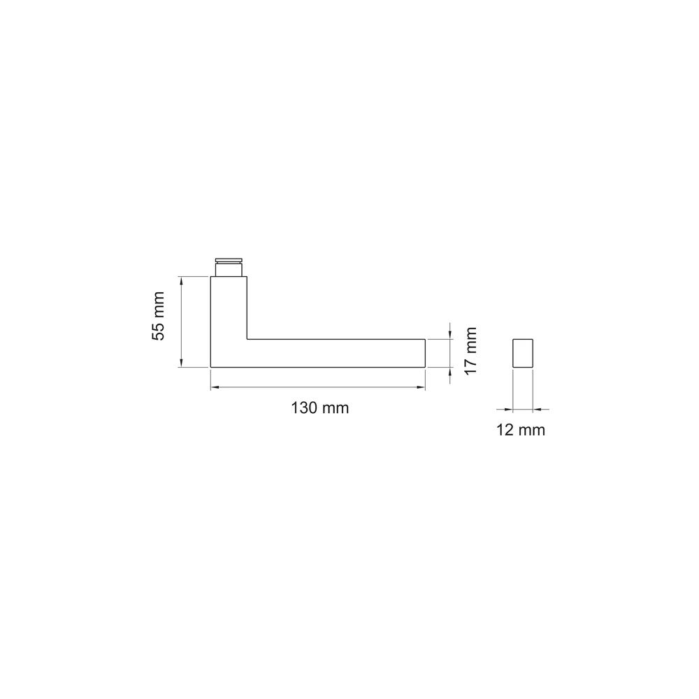 Technische Zeichnung [EDF58R 83] Karcher Türdrücker Boston EDF58 (Ersatz, Edelstahl) (Kosmos Schwarz, Rechts)