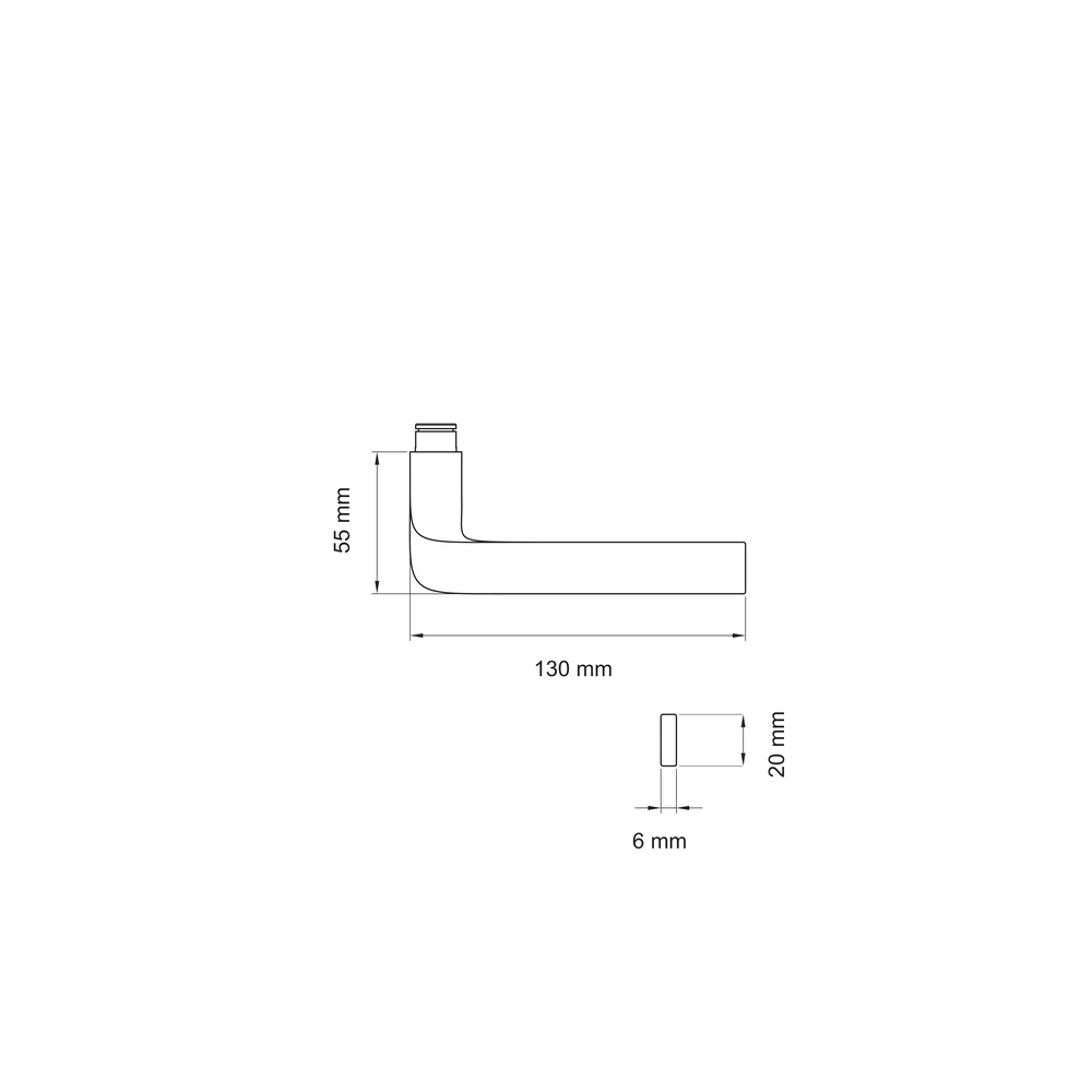 Technische Zeichnung [ED87R 83] Karcher Türdrücker Las Vegas ED87 (Ersatz, Edelstahl) (Kosmos Schwarz, Rechts)