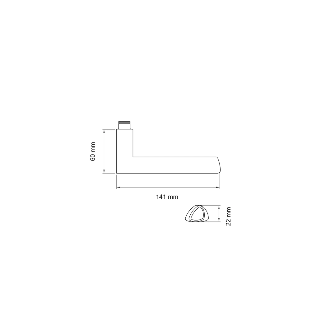 Technische Zeichnung [ED56R 71] Karcher Türdrücker Madrid ED56 (Ersatz, Edelstahl) (Rechts)