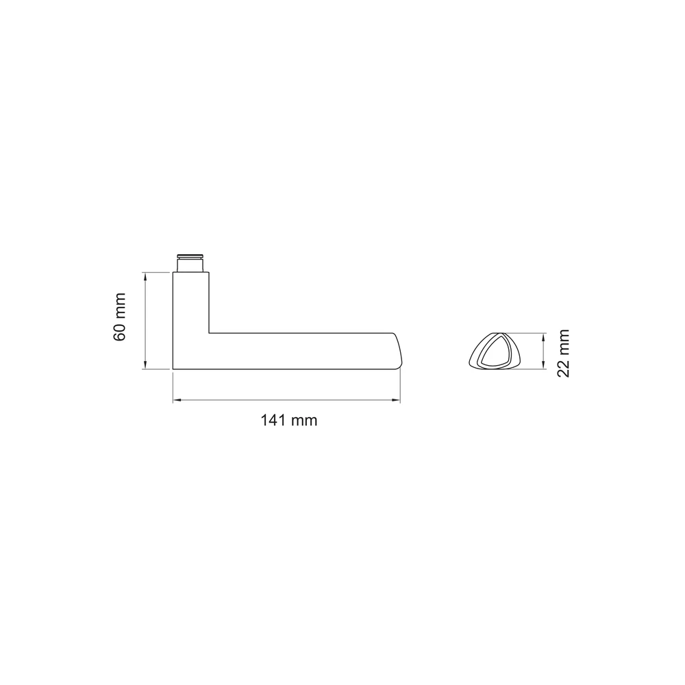 Technische Zeichnung [EDF56L 71] Karcher Türdrücker Madrid EDF56 (Ersatz, Edelstahl) - Anschlag: Links (Links)