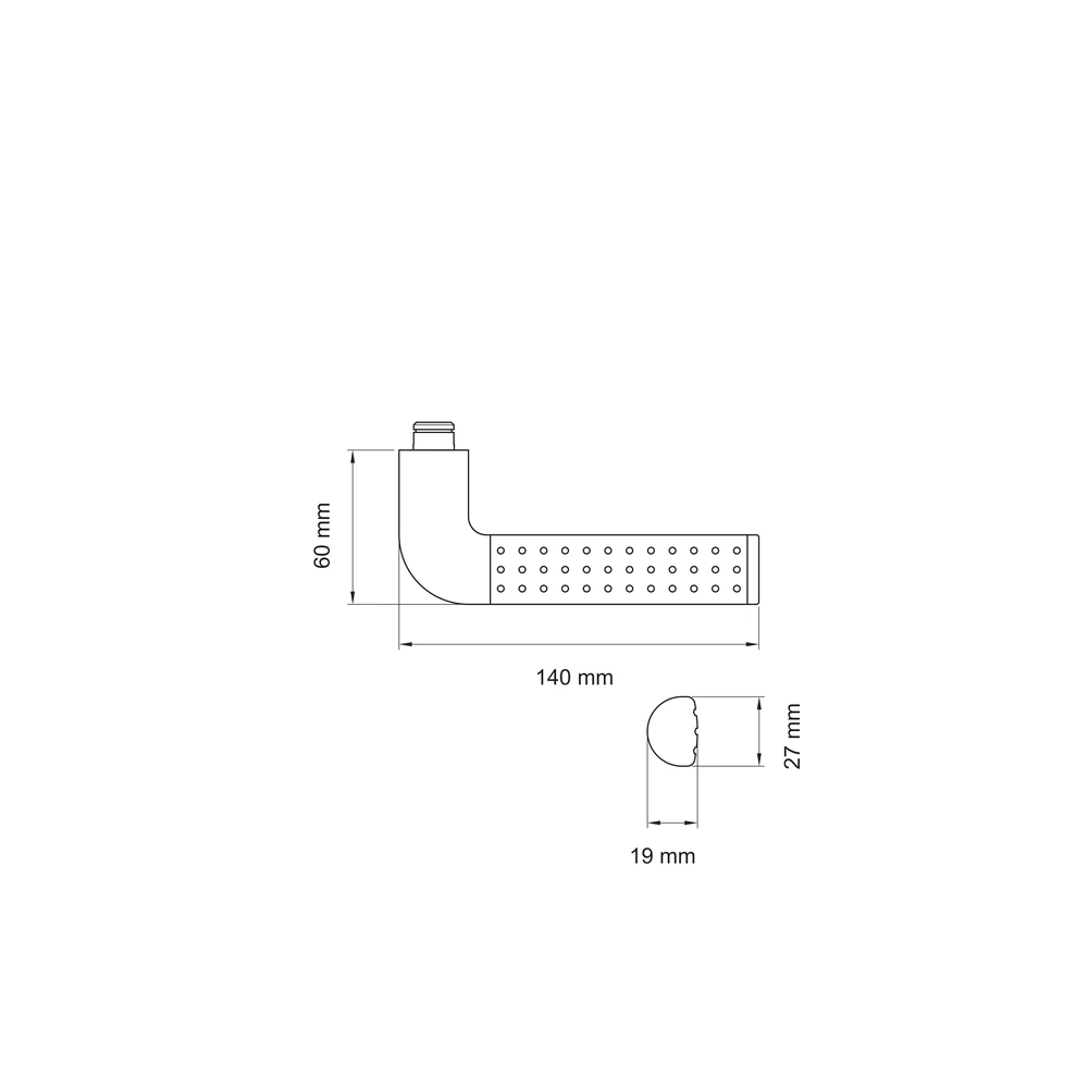 Technische Zeichnung [RD40L 65] Karcher Türdrücker Phoenix RD40 (Ersatz, Edelstahl) (Links)