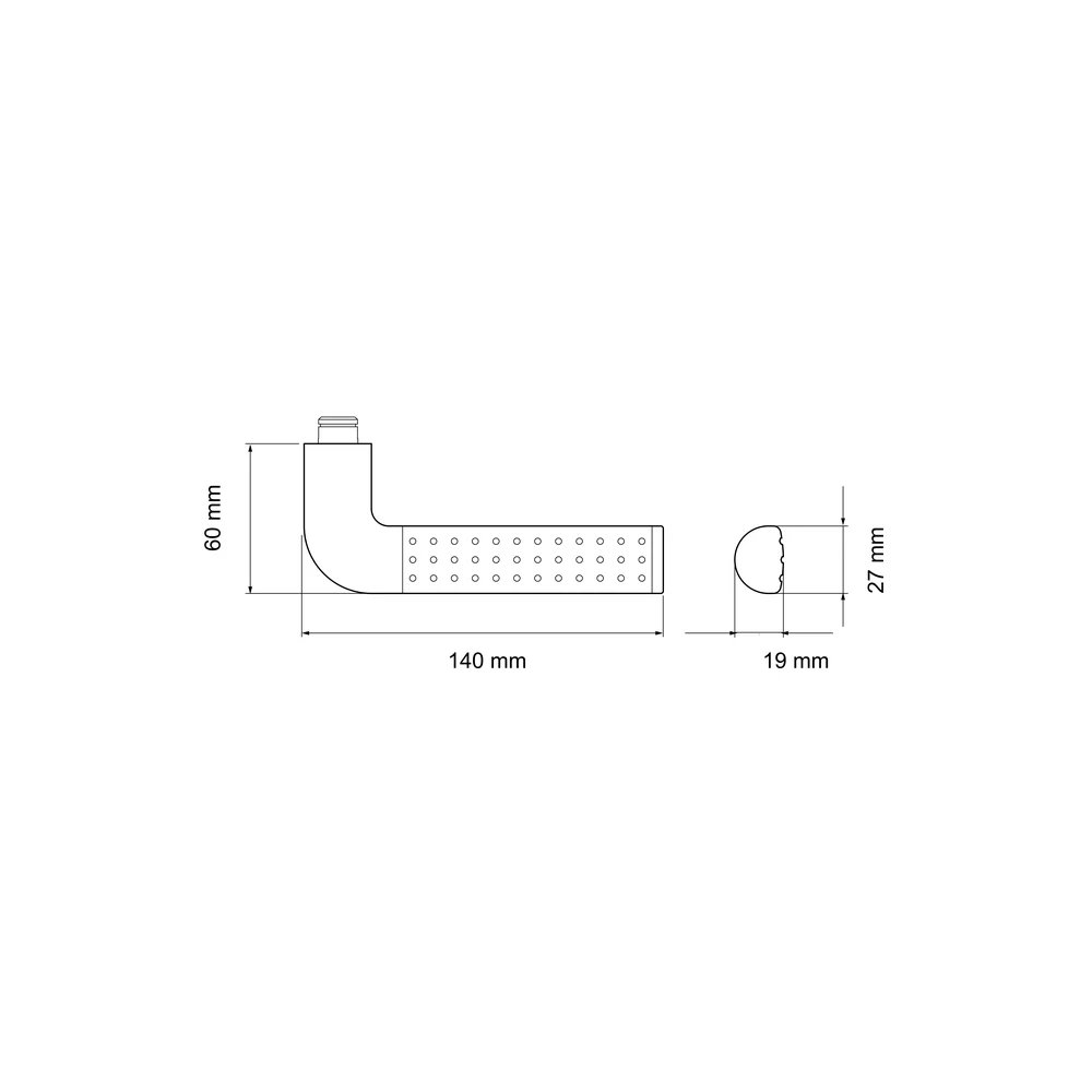 Technische Zeichnung [RDS40L 65] Karcher Türdrücker Phoenix RDS40 (Ersatz, Edelstahl) - Anschlag: Links (Links)