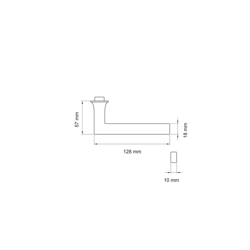 Technische Zeichnung [EDS57R 71] Karcher Türdrücker Soho EDS57 (Ersatz, Edelstahl) (Edelstahl matt, Rechts)