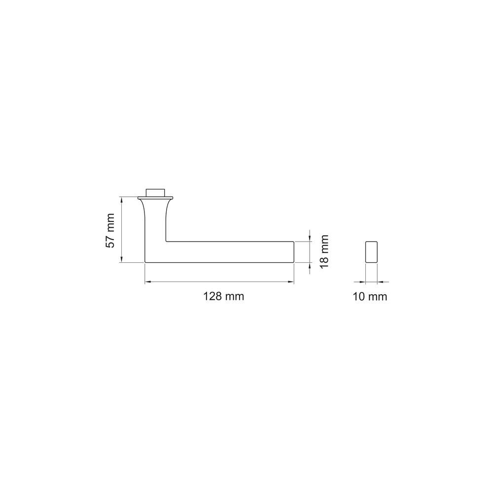 Technische Zeichnung [EDF57L 71] Karcher Türdrücker Soho EDF57 (Ersatz, Edelstahl) - Oberfläche: Edelstahl matt, Anschlag: Links (Edelstahl matt, Links)