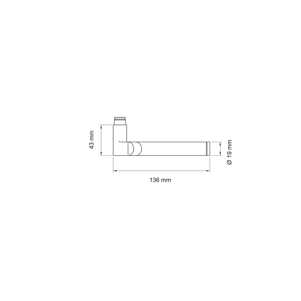 Technische Zeichnung [RD38L 65] Karcher Türdrücker Starlight RD38 (Ersatz, Edelstahl) (Chrom / Edelstahl matt, Links)