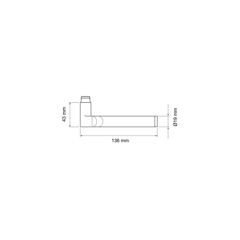 Technische Zeichnung [RDS38L 60] Karcher Türdrücker Starlight RDS38 (Ersatz, Edelstahl) - Oberfläche: Nickelmatt, Anschlag: Links (Nickelmatt, Links)