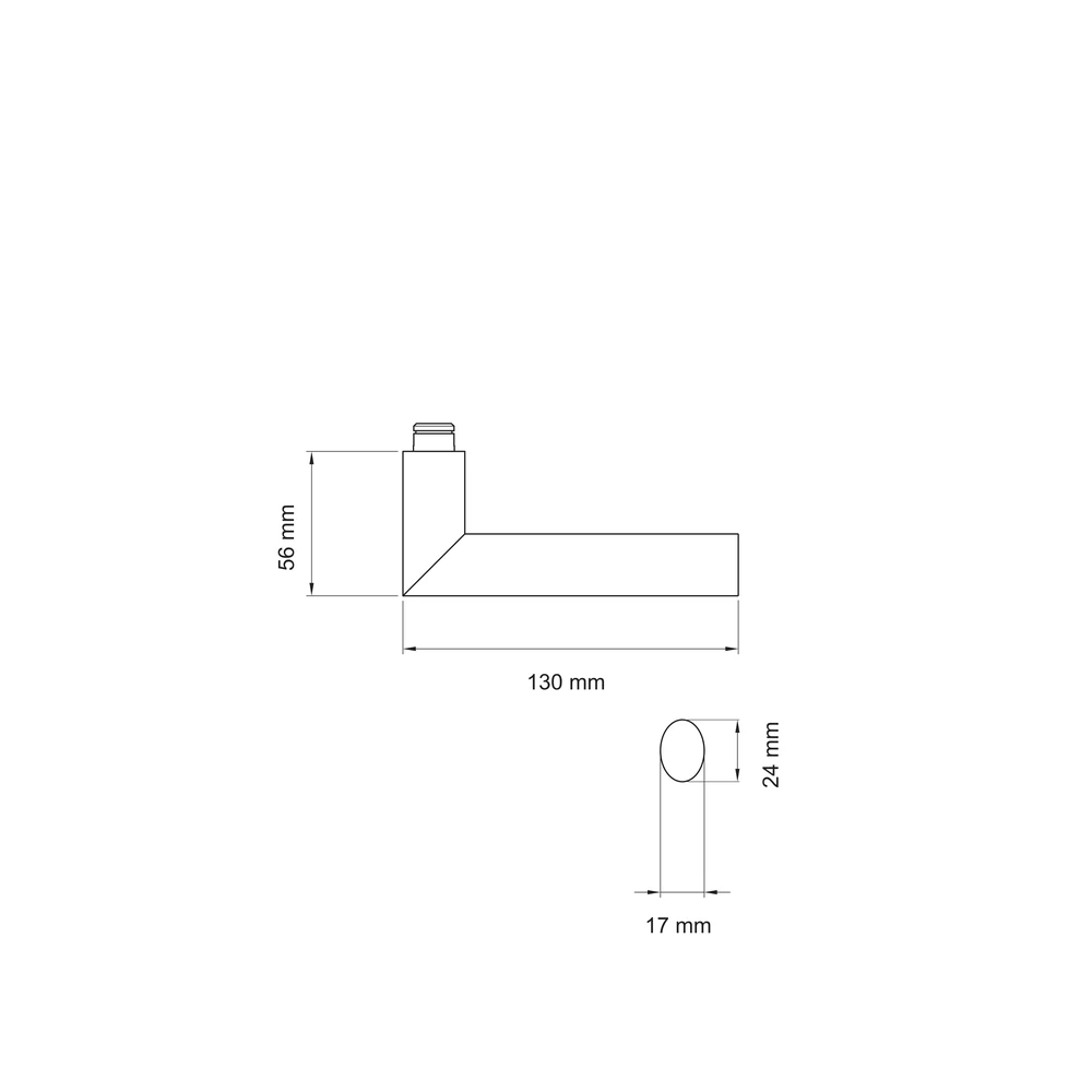 Technische Zeichnung [ED37R 73] Karcher Türdrücker Verona ED37 (Ersatz, Edelstahl) (Edelstahl poliert / matt, Rechts)