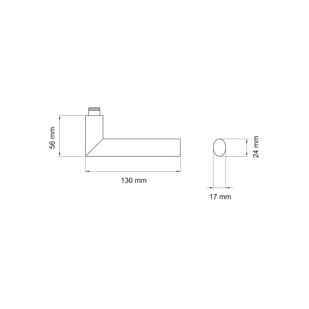 Technische Zeichnung [EDF37L 73] Karcher Türdrücker Verona EDF37 (Ersatz, Edelstahl) (Edelstahl poliert / matt, Links)