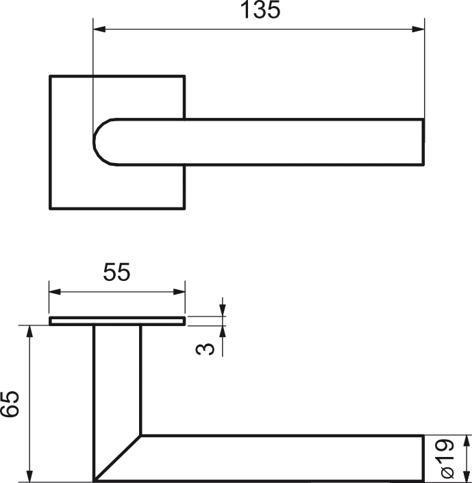 Technische Zeichnung [FQ0101PZ] Griffgarnitur "Ferrara Flat Square" Edelstahl matt (Edelstahl matt, Profilzylinder)