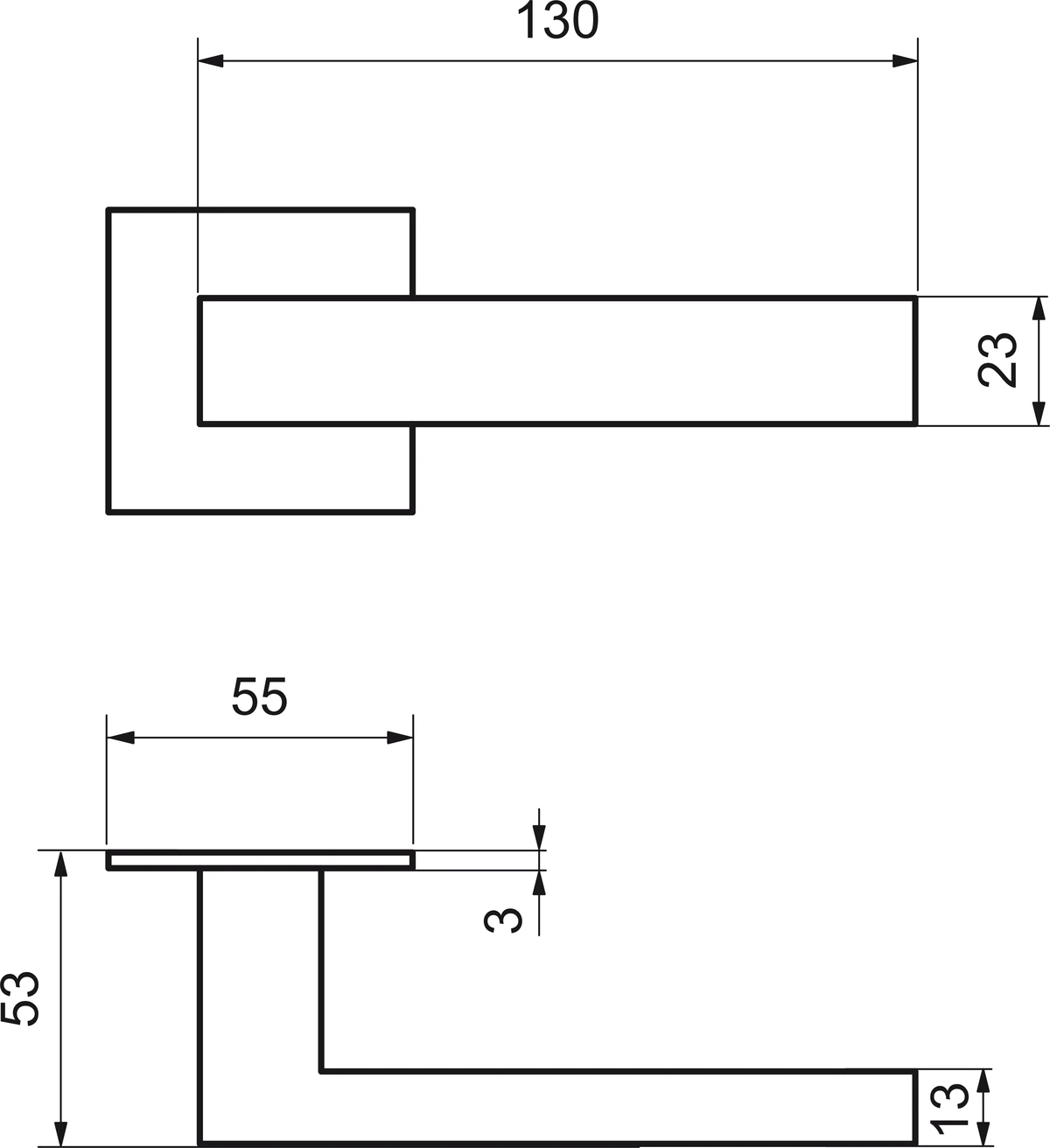 Technische Zeichnung [FQ0926PZ] Griffgarnitur "ABANO Flat Square" (Tiefschwarz, Profilzylinder)