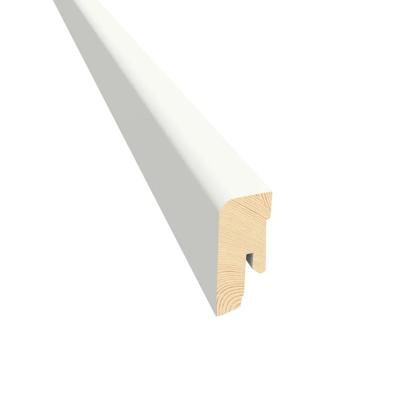 Kährs Sockelleiste furniert lackiert — 19×40 mm, Pack à 24 lfm (10 × 2,4 m) - Sockelleisten-Dekor: Weiß Foliert