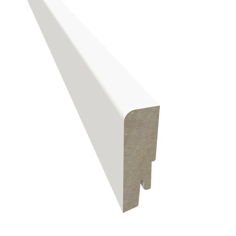 Kährs Sockelleiste furniert lackiert — 16×60 mm, Pack à 24 lfm (10 × 2,4 m) - Sockelleisten-Dekor: Weiß matt lackiert MDF Kern